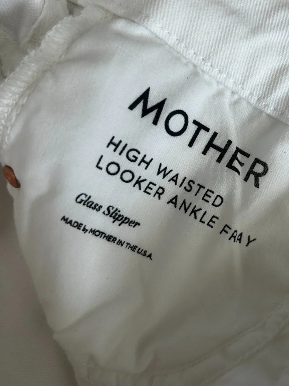 MOTHER The Looker Ankle Fray High Waisted Skinny Jeans in White Size 26 - Picture 7 of 9